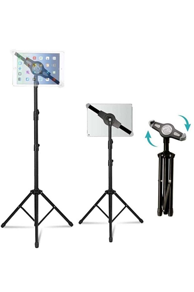 iPad and Mobile Phone Tripod Stand, Height Adjustable 20-60 Inch, 360 Degree Rotating Holder