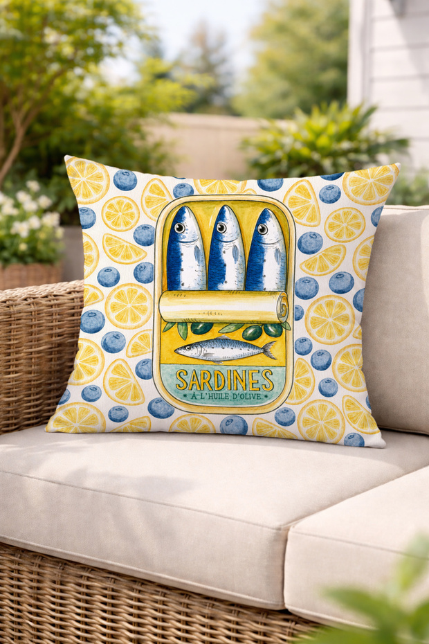 Amore Vita Sole Text Printed Striped Decorative Throw Pillow Cover Retro Decor 43X43 cm