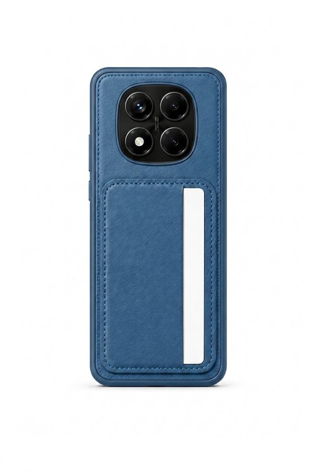 Cardx Redmi Note 14 Pro Compatible Vegan Leather Card Holder Case with Camera Protection Navy Blue