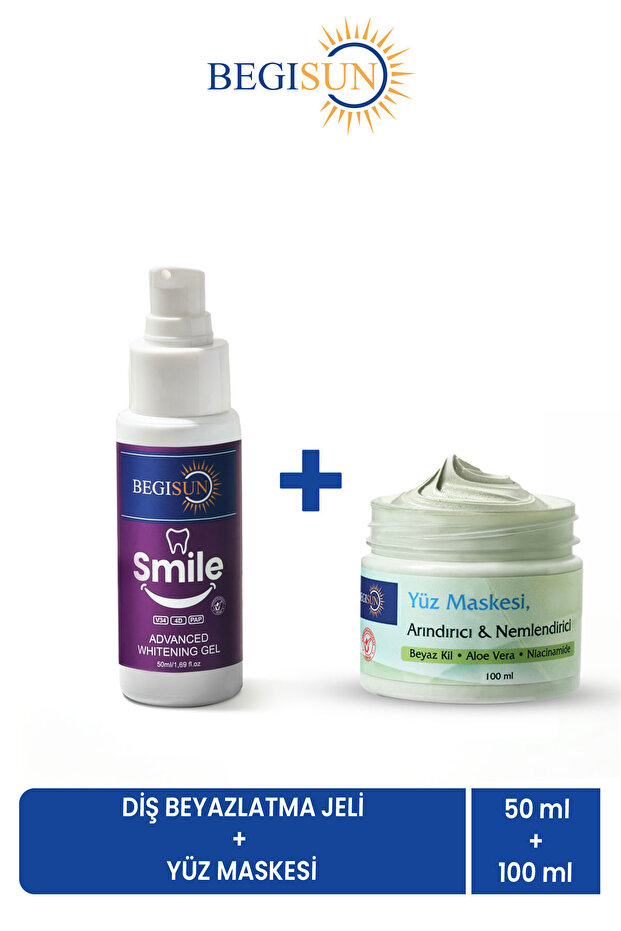 Teeth Whitening Gel 50 ml + Purifying & Moisturizing Face Mask 100 ml Care Set