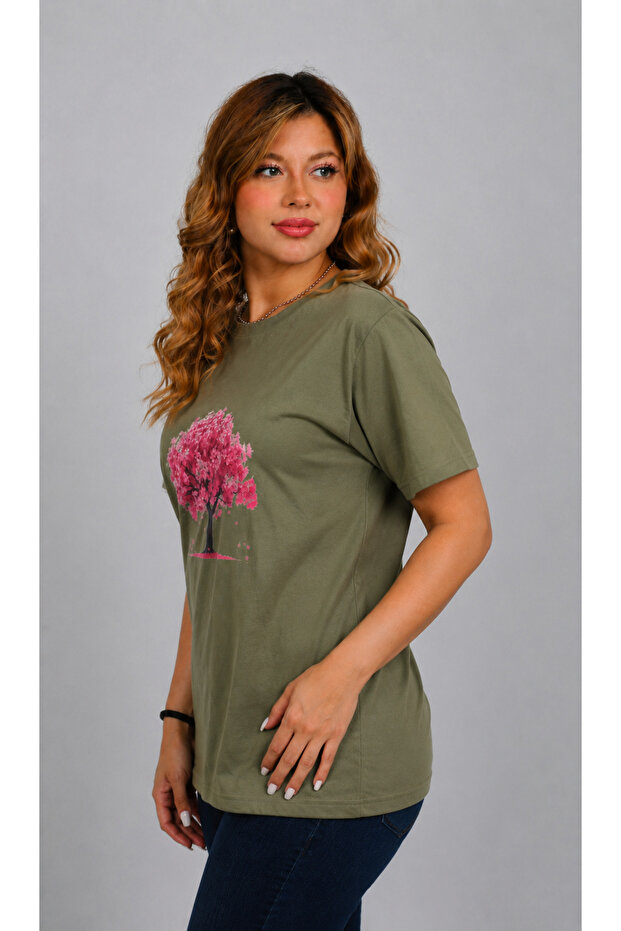 BASKILI BASIC T-SHIRT HAKİ RENK