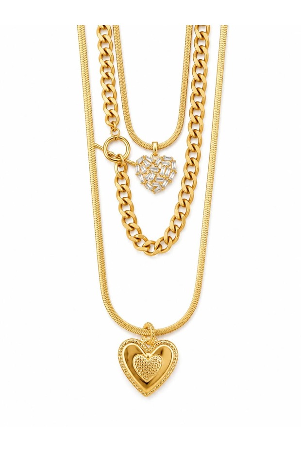 Steel Multi Necklace Set