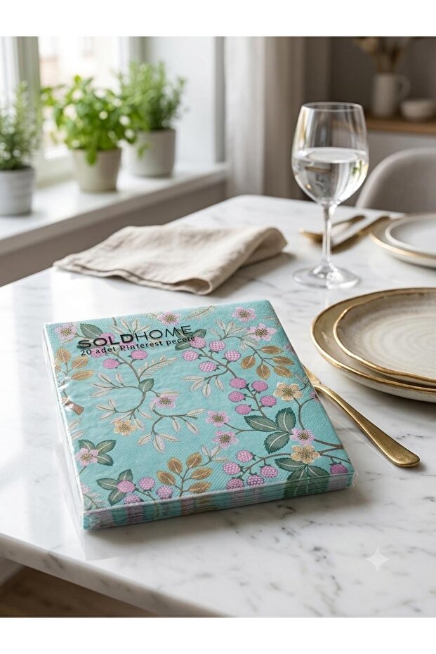 Pinterest Patterned Decorative Paper Napkins 33X33 cm - Pack of 20 - Stylish Designs for Tables