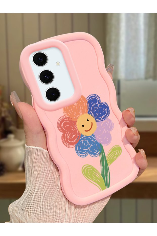 Samsung Galaxy S24 Fe Compatible Case Camera Protector Pink Silicone Couple Phone Case Floral Pattern