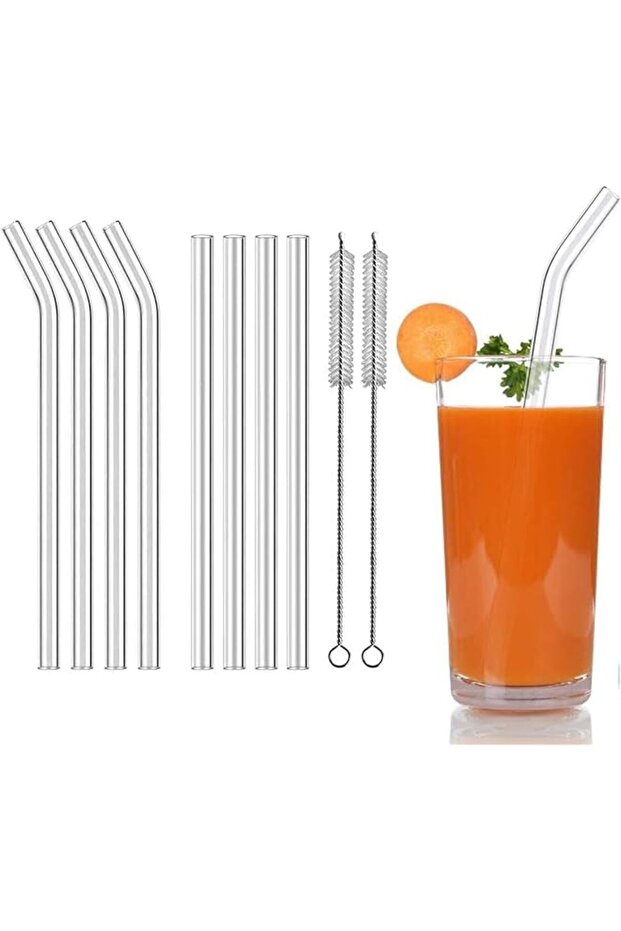 10 Pieces Reusable Glass Drinking Straws