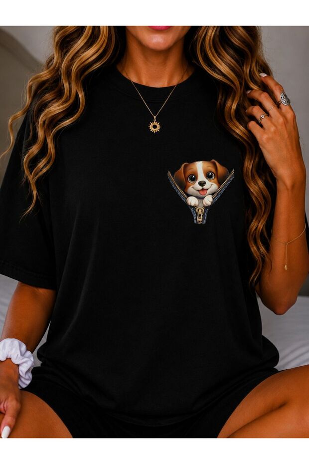 Small Dog Printed Crew Neck T-Shirt