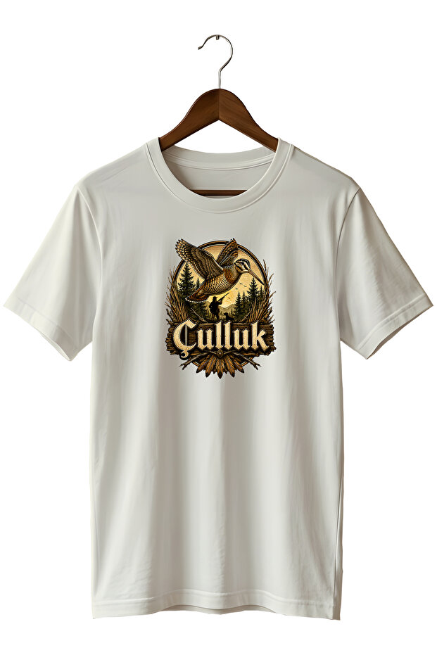 Men's Vintage Hunter T-Shirt with Skull and Nature Illustration Print