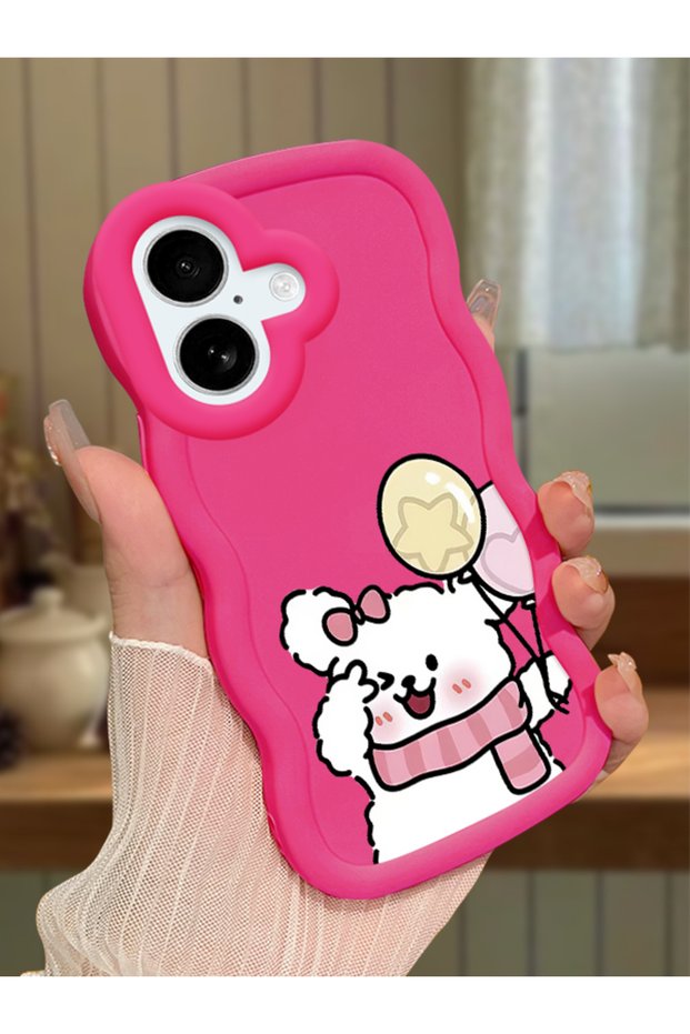 iPhone 16 Plus Compatible Case with Camera Protector Red Silicone Couple Phone Case Cat Pattern
