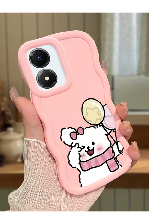Vivo Y02S Compatible Case Camera Protector Pink Silicone Couple Phone Case Cat Pattern