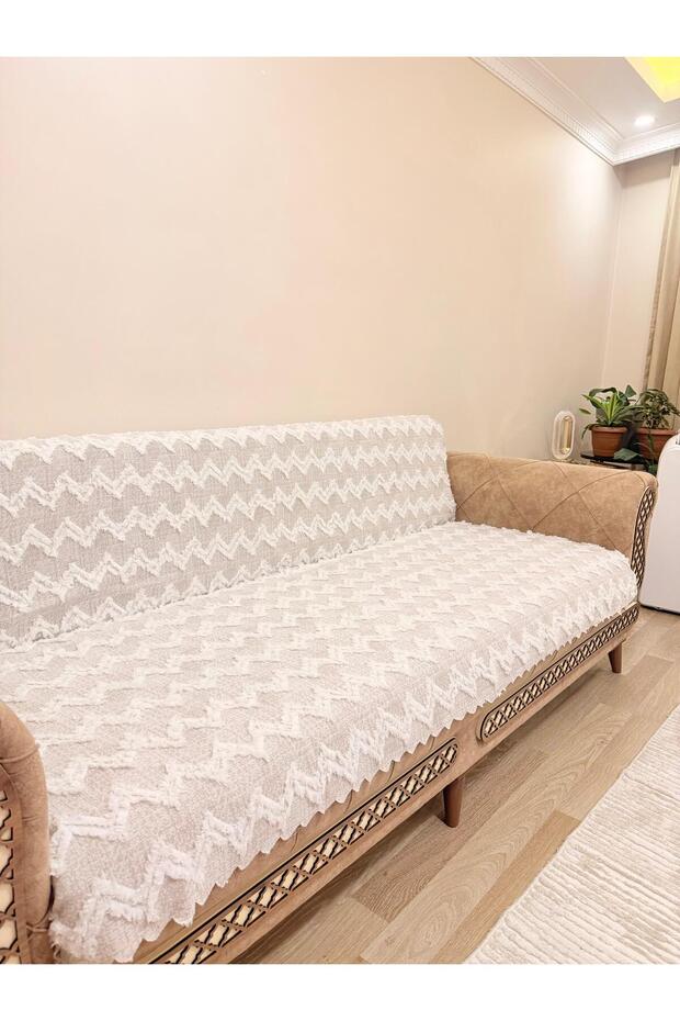 غطاء أريكة قابل للتحويل فاخر بنسيج متعرج 170*210 بيج