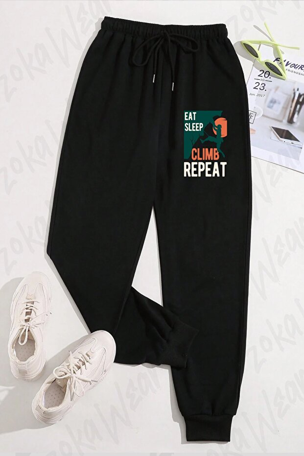 Unisex Eat Sleep Rock Climbing Printed Sweatpants