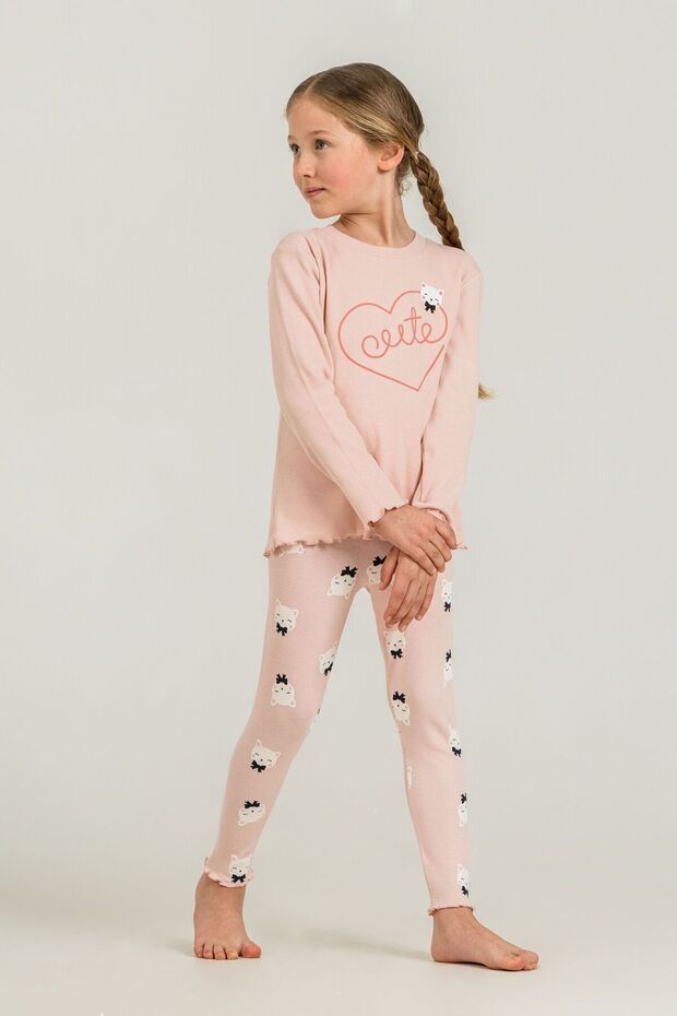 Girl's Cute Kitten Orange Leggings Set Rp3900-C-V1