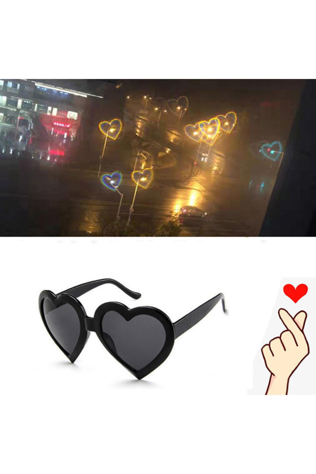 MULTI black Love Heart Shaped Effects Glasses Watch The Lights Change to Heart Shape At Night Diffra