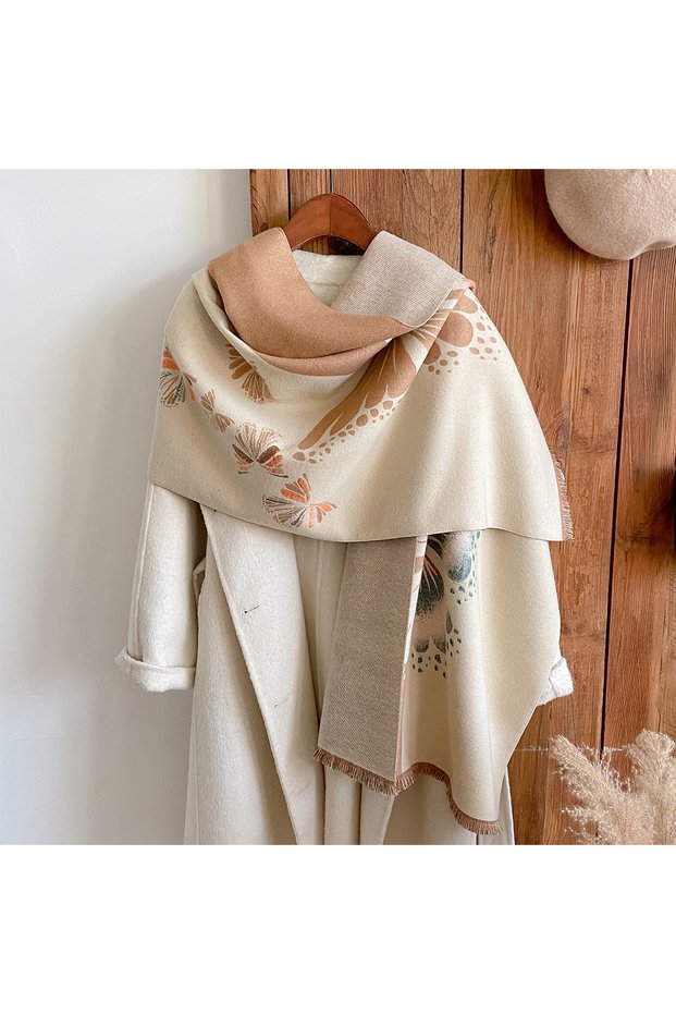 Orange 2022 New Women Butterfly Cashmere Scarf Luxury Brand Winter Thick Warm Scarf Long Fringed Sha