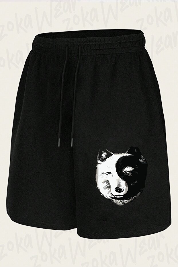 Unisex Kurt Yin Yang Design Printed Shorts