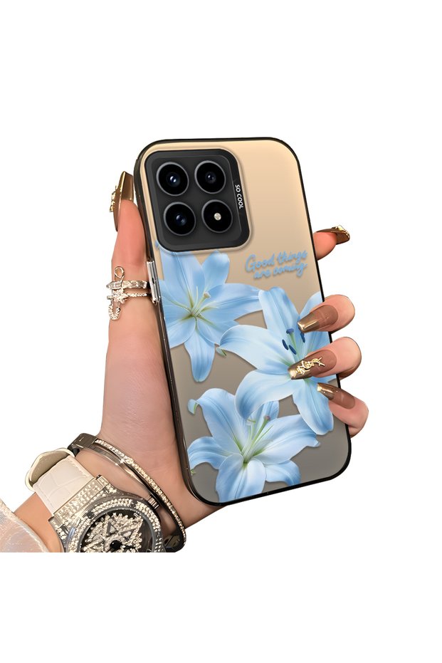 Redmi K90 5g Compatible Silicone Edge Hard Back Case Couple Phone Case with Floral Pattern