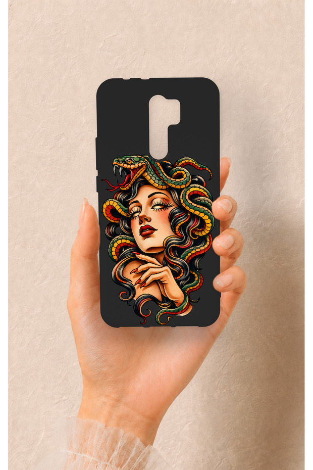 حافظة سيليكون متوافقة مع Redmi 9 بنمط ميدوسا