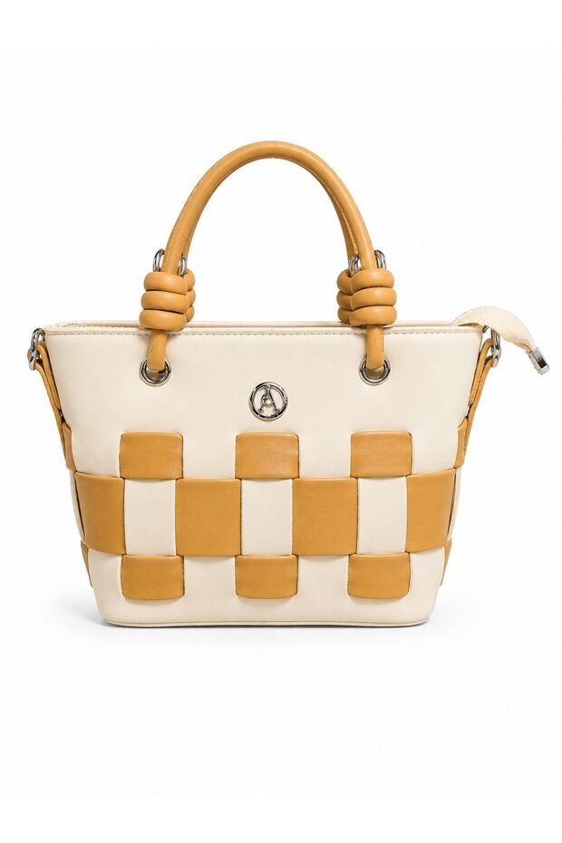Elegant Women's Handbag with Knitted Detail | Stylish and Zippered Modern Daily Bag