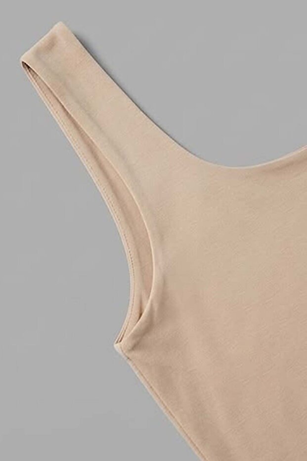 Trend42Plus Large Size Thick Strap Basic Top - Beige - 5