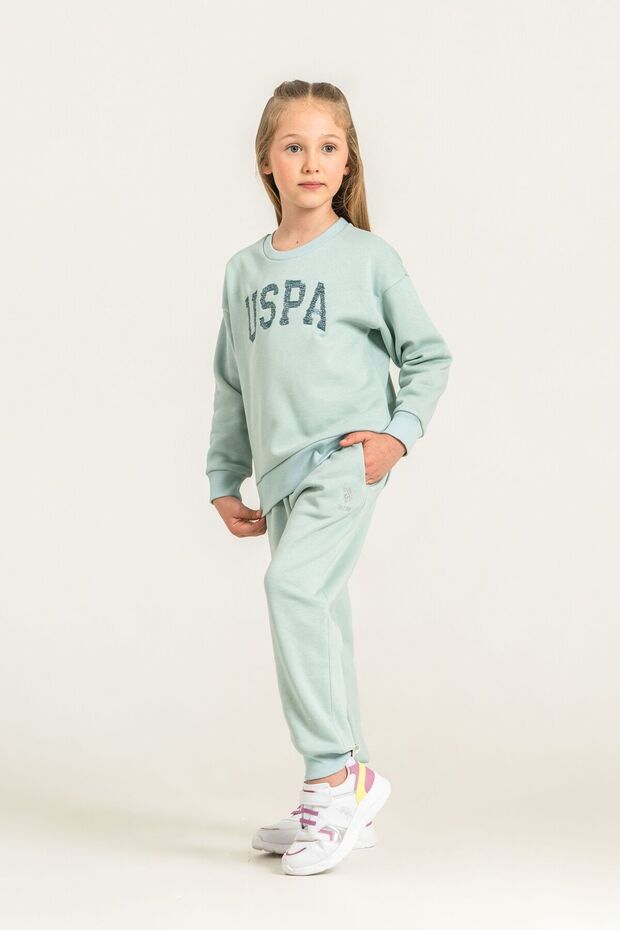 Girl's Embroidered Green Long Sleeve Tracksuit Set Us2723-C-V2