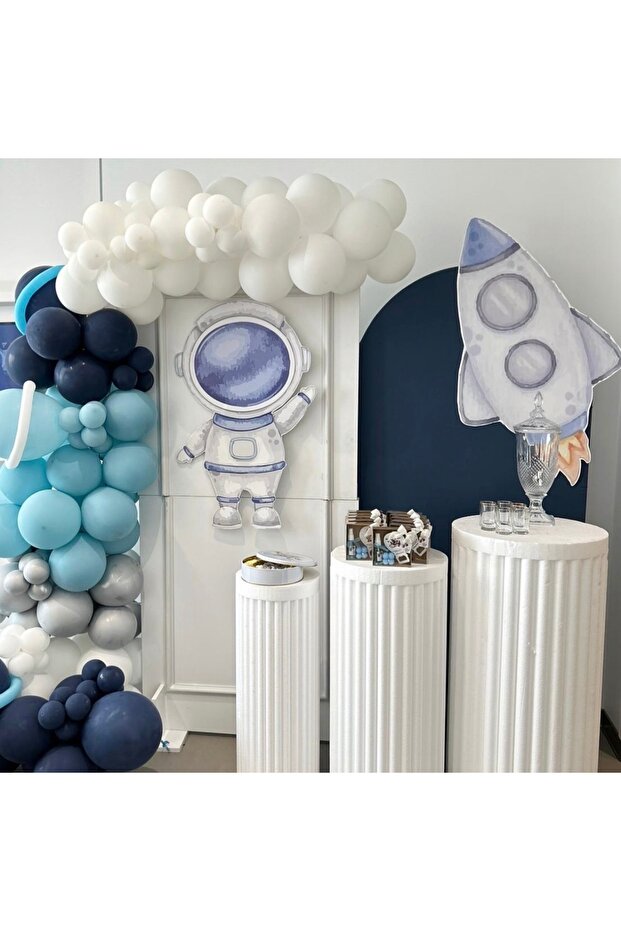 Midnight Blue White Silver Chrome Blue Balloon Chain Set of 100