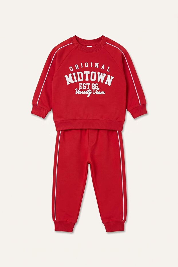 Slogan Printed Sweatshirt and Sweatpants 2-Piece Set for Baby Boy H9789A526Au