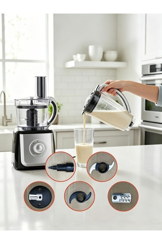 2 in 1 Food Processor & Blender | Multi-Function Chopper with Variable Speed & Pulse | Meat Grinder & Vegetable Cutter - 1