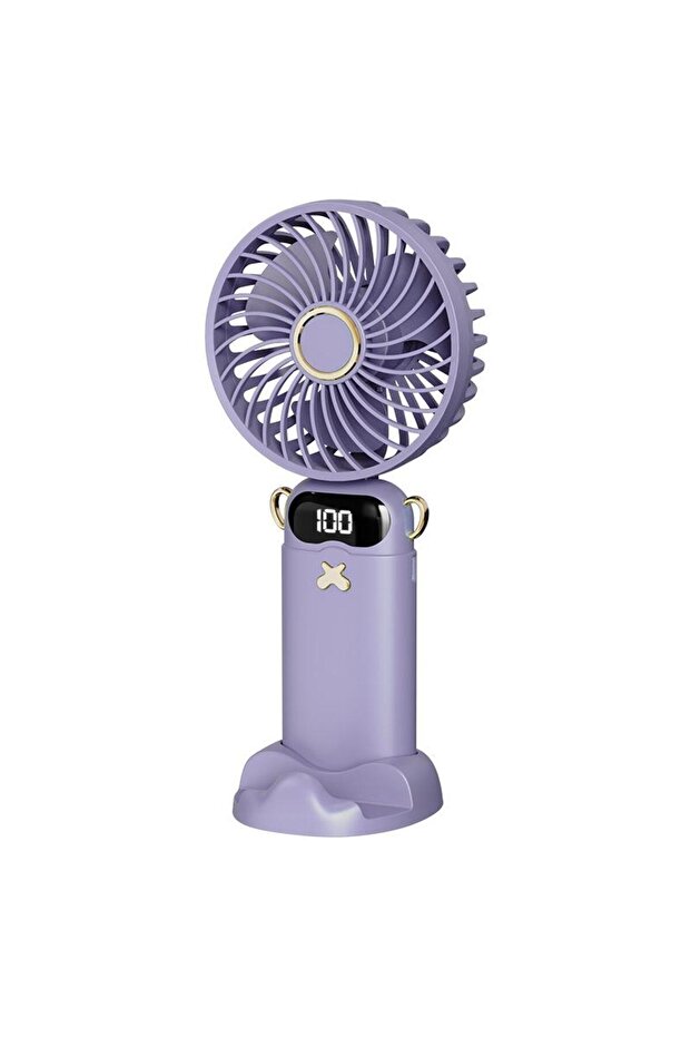 مروحة محمولة صغيرة الحجم بـ 6 سرعات 90 ° مروحة قابلة للطي مع شاشة LED رقمية وبطارية قابلة للشحن بسعة 3600 مللي أمبير.