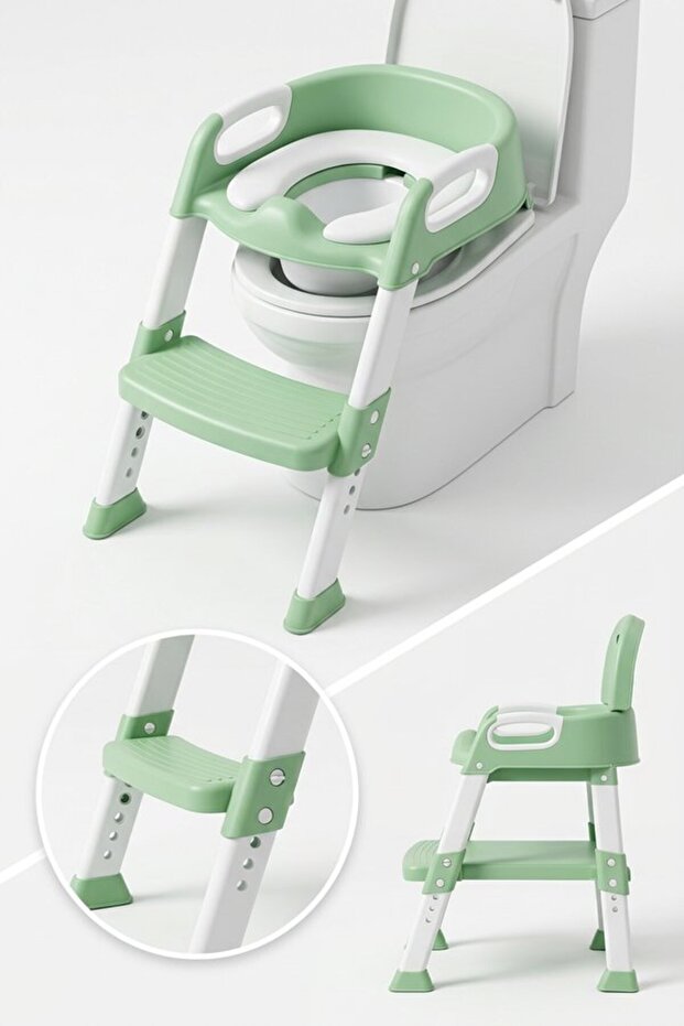 1Pc Abs Potty Training Toilet Seat Ladder Foldable Portable Adjustable Height Non Slip Cushion