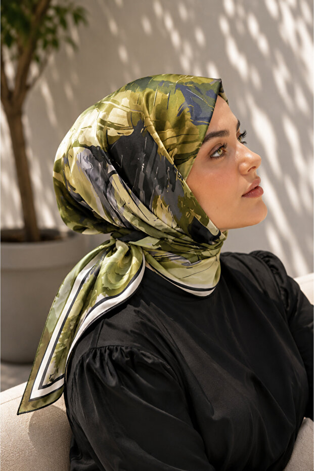 Pastel Floral Pattern Scarf Series Khaki