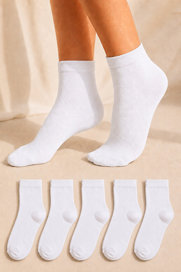 Women's White Bamboo Extra Soft Seamless Socks 5 Pairs Short Socks Anti-Sweat Soft Socks