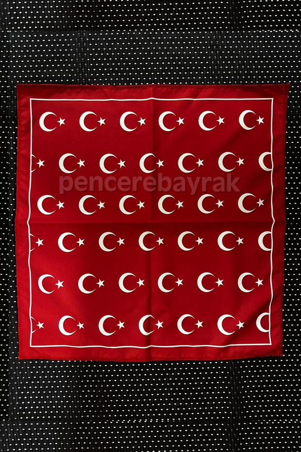 50X50 cm Turkish Flag Patterned Scarf Bandana with Moon and Star