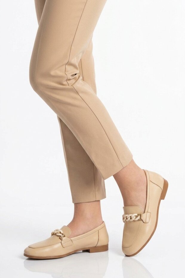 Beige Genuine Leather Women's Casual Shoes
