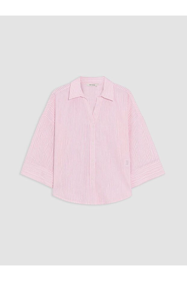 Lcw Vision Pink Striped Oversize Poplin Women's Shirt
