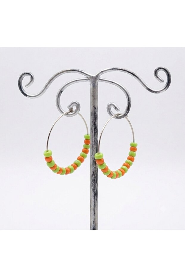 Handmade Sand Bead Hoop Earrings | Minimal, Lightweight, and Suitable for Daily Use