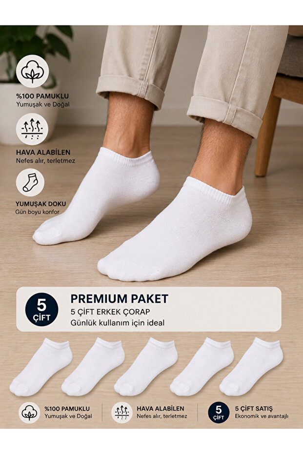 Premium Series Men's Cotton 5 Pair Socks