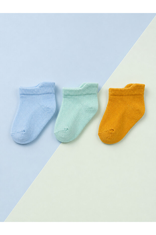 3-Piece Cotton Baby Booties Socks / Seamless Toe