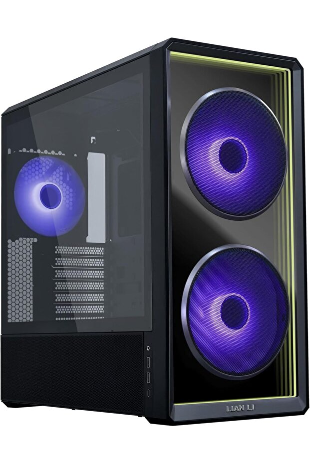 علبة كمبيوتر لين لي LANCOOL 217 INF بتصميم المرآة اللانهائية، هيكل كمبيوتر متوسط الحجم ATX مع 3 مراوح مثبتة مسبقًا، مروحتان ARGB مقاس 170 مم، مروحة واحدة مقاس 140 مم، لوحة زجاجية أمامية عاكسة، تدفق هواء مُحسّن - أسود (LANCOOL 217INFX)