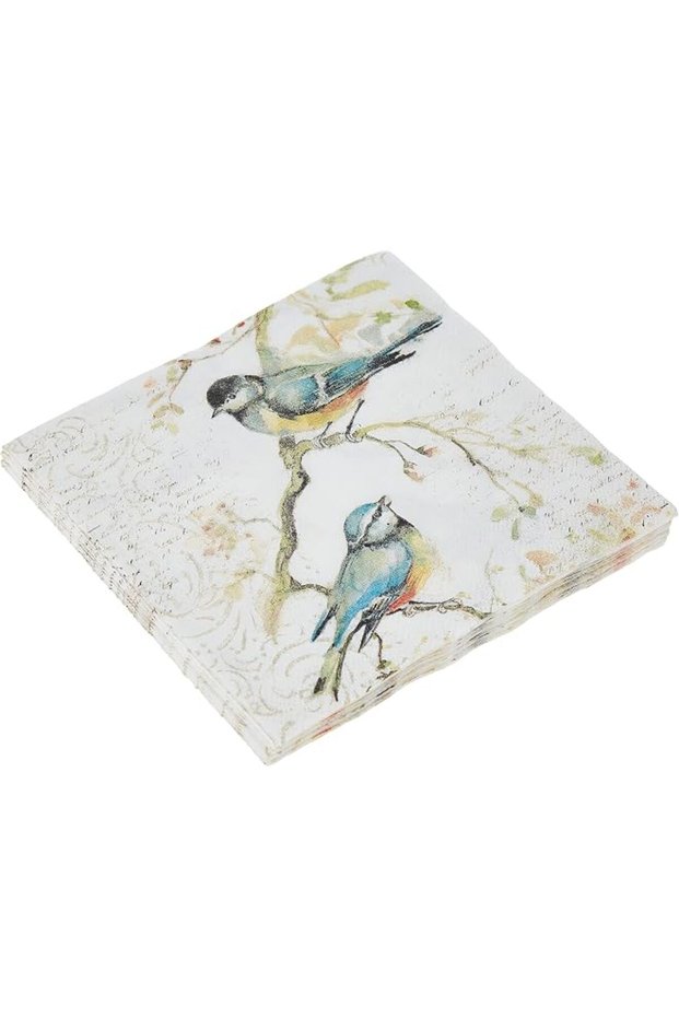 C811100 IHR Cocktail Beverage Paper Napkins, 5 x 5-Inches, Happy Little Titmice