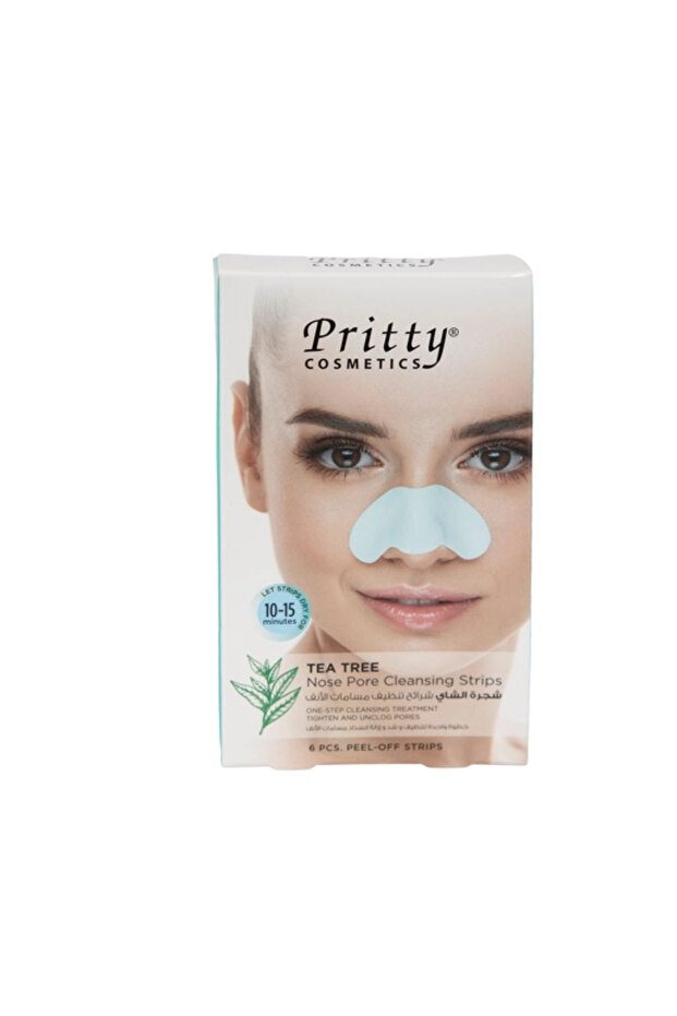 PrittyNose Pore Cleansing Strips Tea Tree - 6 Pcs-بريتي شرائح تنظيف مسام الأنف شجرة الشاي ٦ قطع