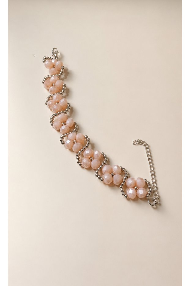 Pink Pearl Bracelet with Flower Motif