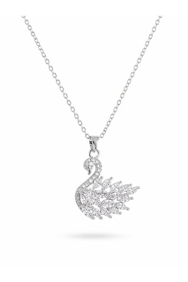 316L Steel Silver Color Zircon Stone Swan Model Women's Necklace
