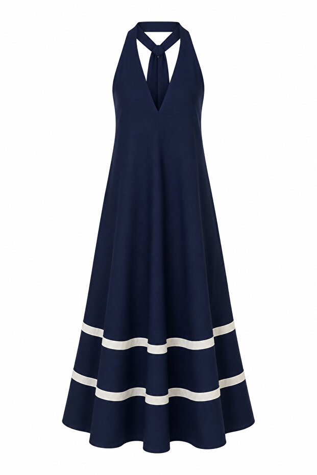 White Striped Dress with Back Detail