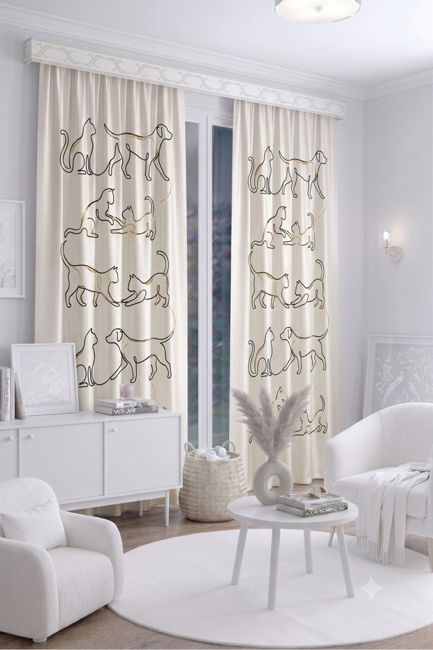 Baby Kids Room Background Curtain 140X260 cm 2 Wings Cute Patterned Decorative Digital Printed Premium Children's Room Curtain