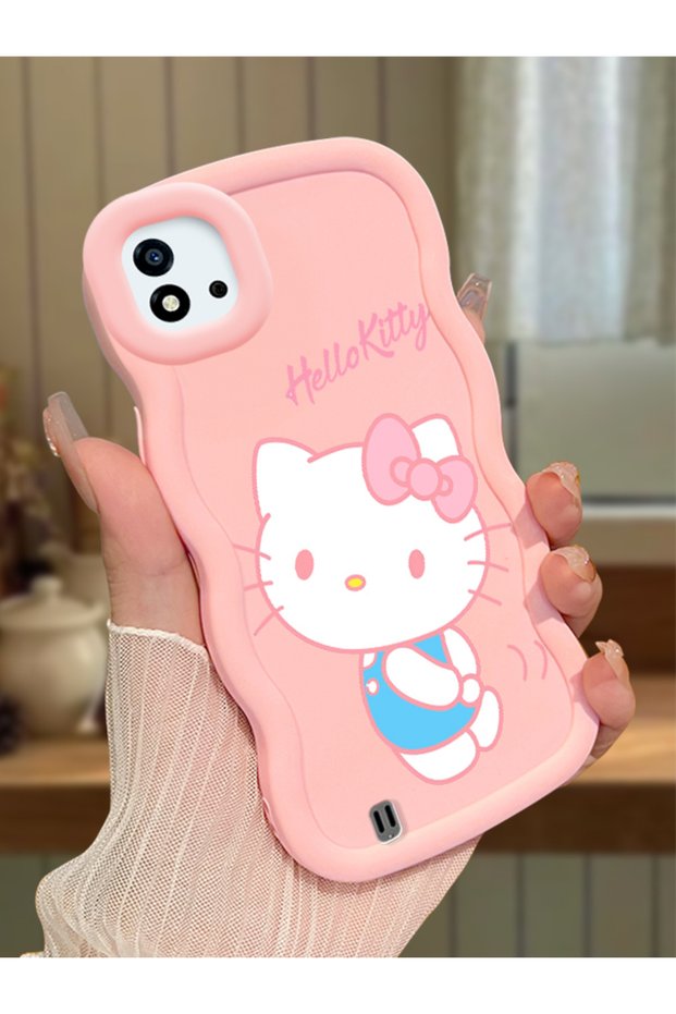 Realme C20 Compatible Case Camera Protector Pink Silicone Couple Phone Case Kitty Pattern