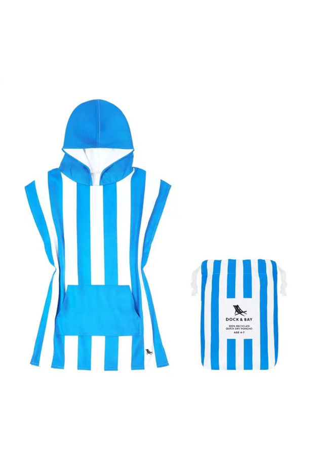 Dock& Bay 6-10 Years Uv Protected Children's Poncho - Bondi Blue Pancocab200