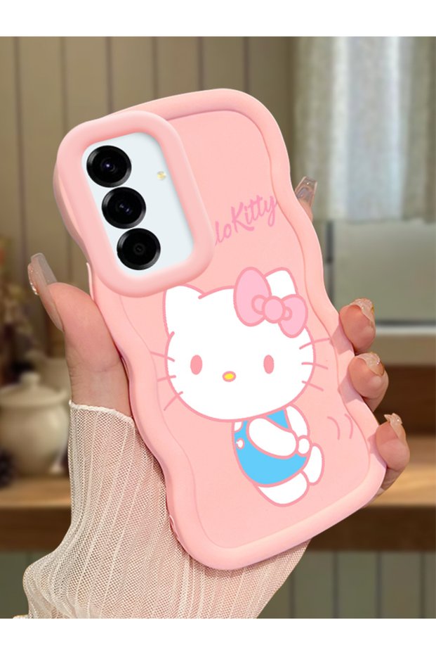 Samsung Galaxy A56 Compatible Case Camera Protector Pink Silicone Couple Phone Case Kitty Pattern