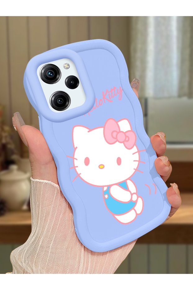 Poco X5 Pro 5g Compatible Case Camera Protector Blue Silicone Couple Phone Case Kitty Pattern