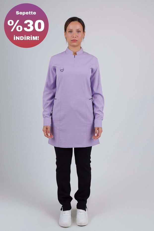 Emerald Gofre (Hijab) - Lilac Top - Black Bottom Set