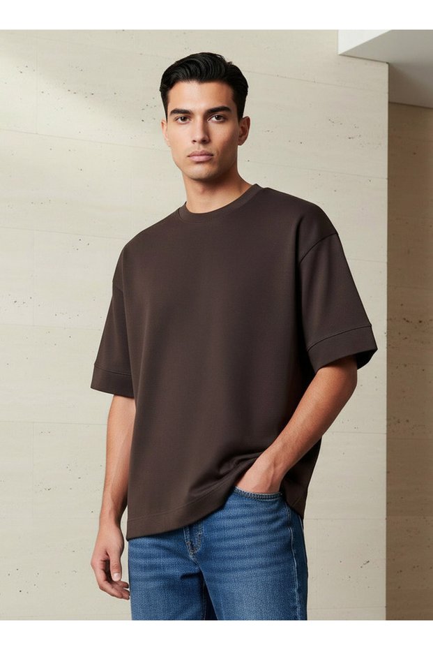 Men Boxy Crew Neck Short Sleeves T-shirt